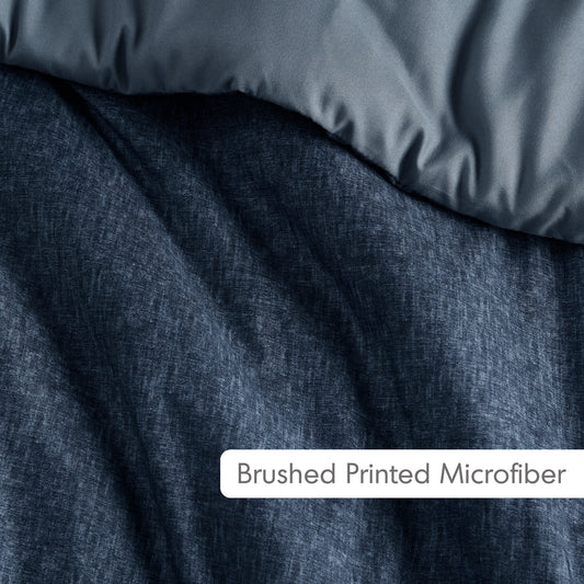 Chambray Print Extra Soft Reversible Comforter Sets with Pillow Shams