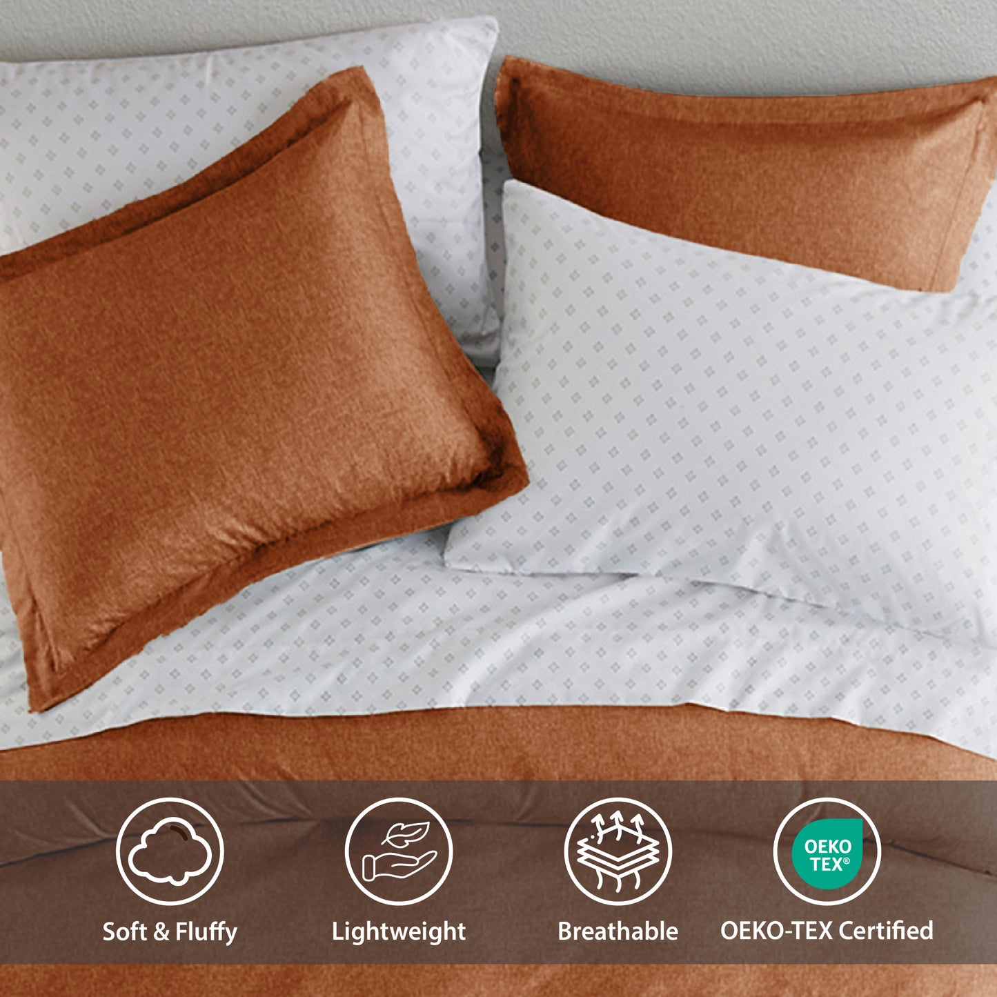 Chambray Print Microfiber Comforter Set with Bed Sheets