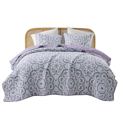 Boho Medallion Reversible Quilt Set with Pillowcase