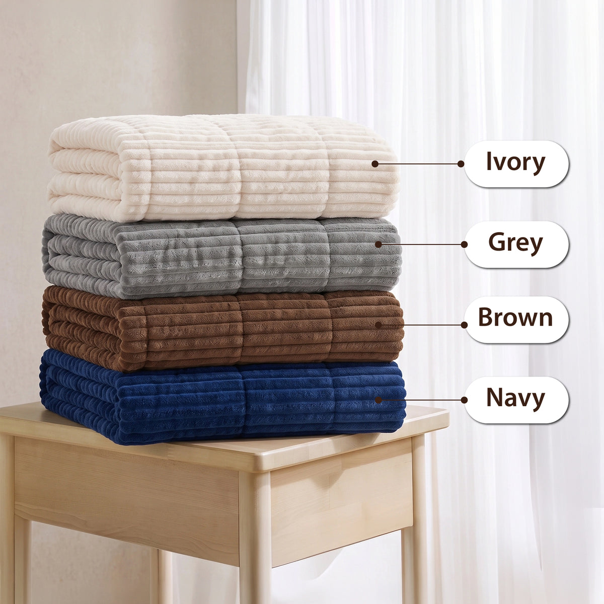 Parker Oversized Fuzzy Ribbed Plush Down Alternative Filled Throw Blanket