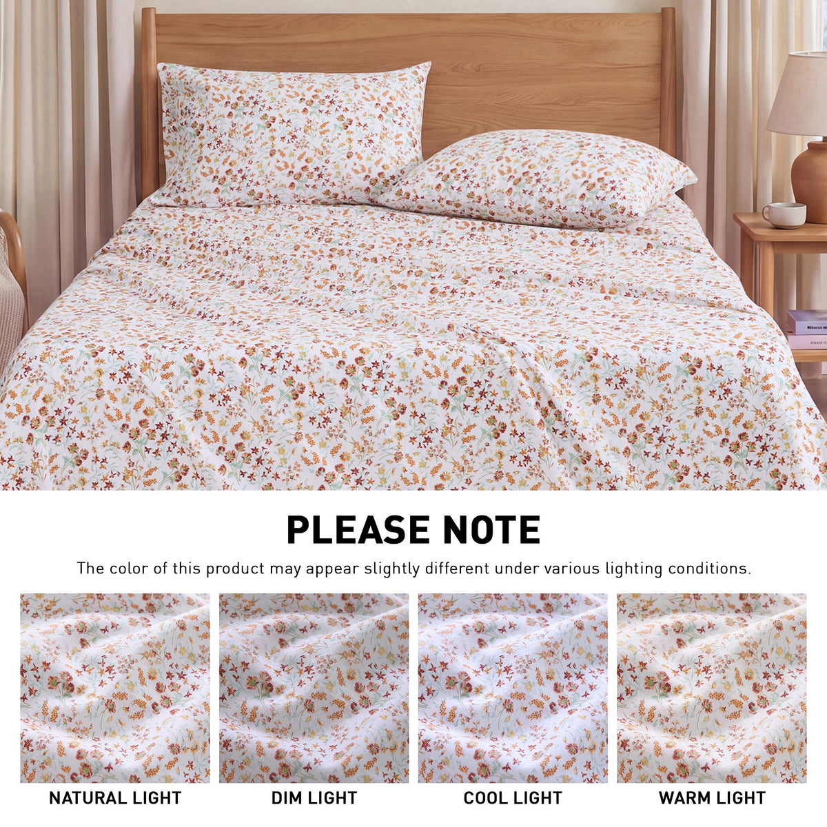 Cotton Flannel Sheet Set, 100% Cotton Bed Sheets Set with Deep Pocket