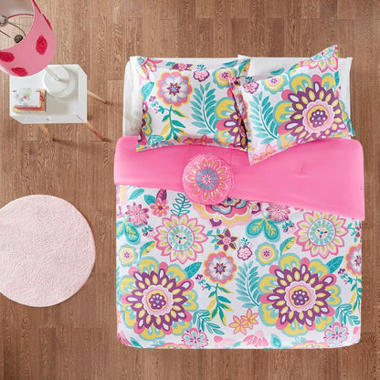 Comforter Sets 4-Piece Floral Kids Bed Sets for All Season Bedding Comforter Sets for Girls
