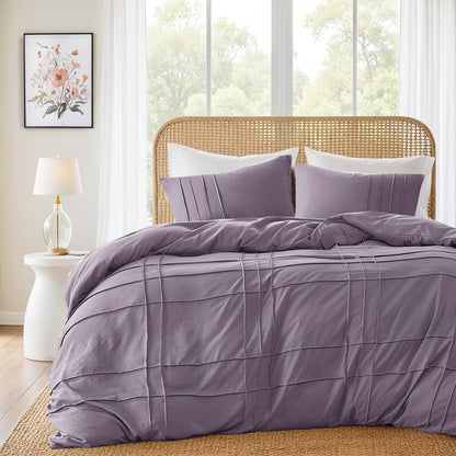 Soft Washed Pleated Duvet Cover Set