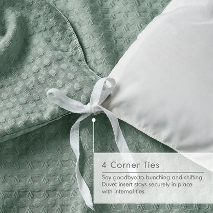 Waffle Weave Textured Duvet Cover Set