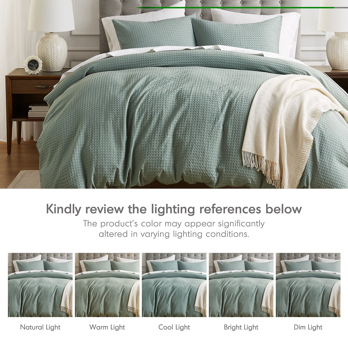 Waffle Weave Textured Duvet Cover Set