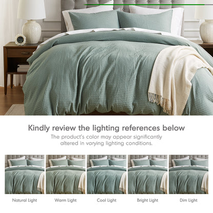 Waffle Weave Textured Duvet Cover Set