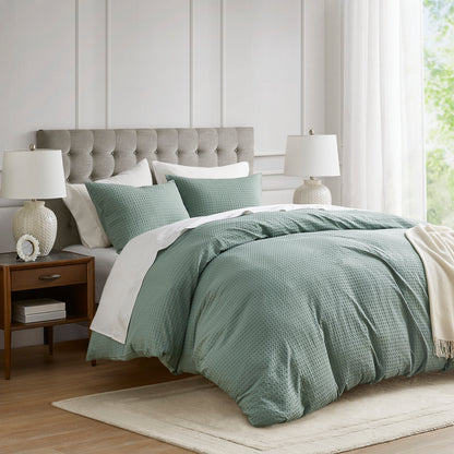 Waffle Weave Textured Duvet Cover Set