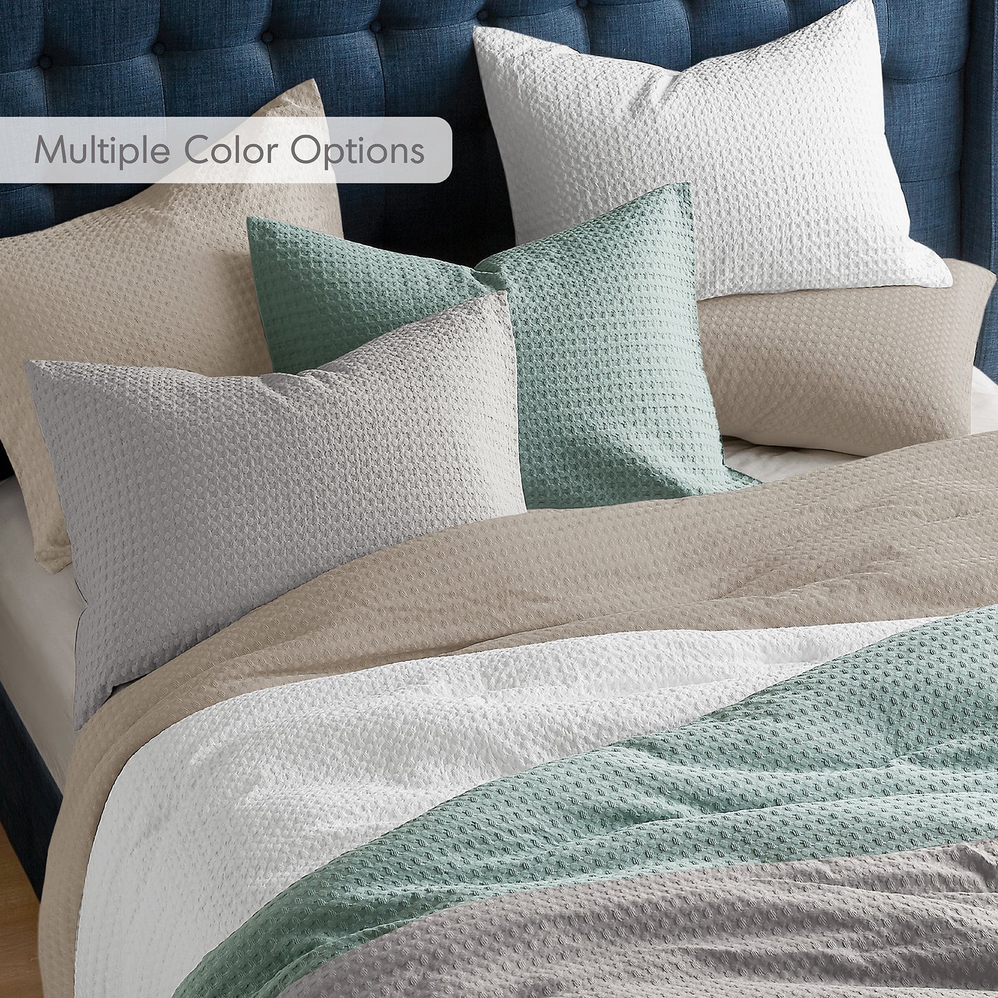 Waffle Weave Textured Duvet Cover Set