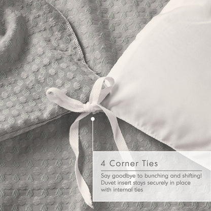 Waffle Weave Textured Duvet Cover Set