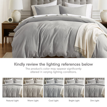 Waffle Weave Textured Duvet Cover Set