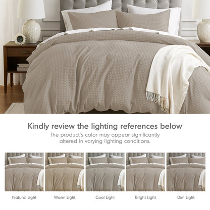 Waffle Weave Textured Duvet Cover Set