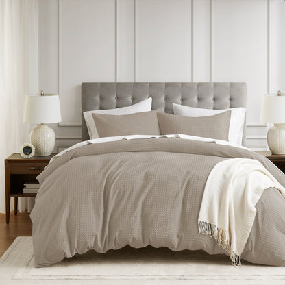 Waffle Weave Textured Duvet Cover Set