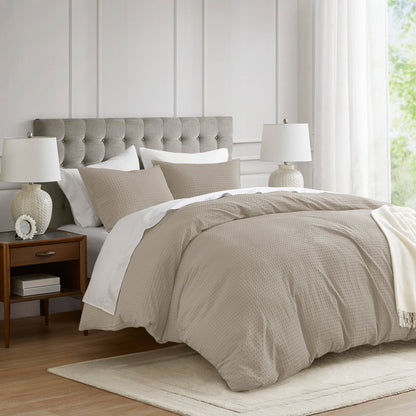 Waffle Weave Textured Duvet Cover Set