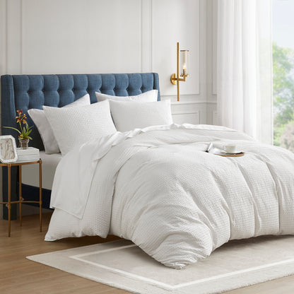 Waffle Weave Textured Duvet Cover Set