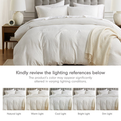 Waffle Weave Textured Duvet Cover Set
