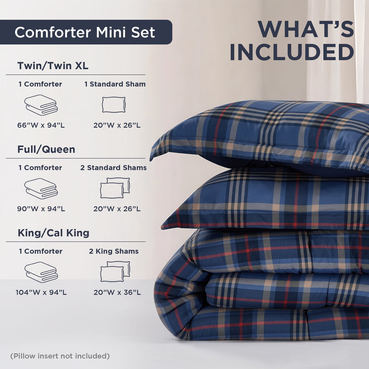 Harrison Plaid Reversible Comforter Bed Set with Pillow Shams