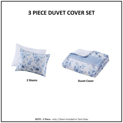 Floral Striped Duvet Cover Set