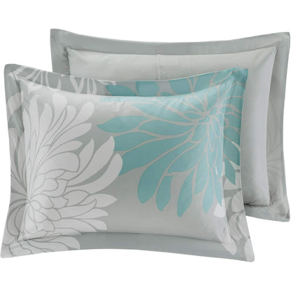 Aqua Printed Floral Comforter Set with 100% Cotton Bed Sheet