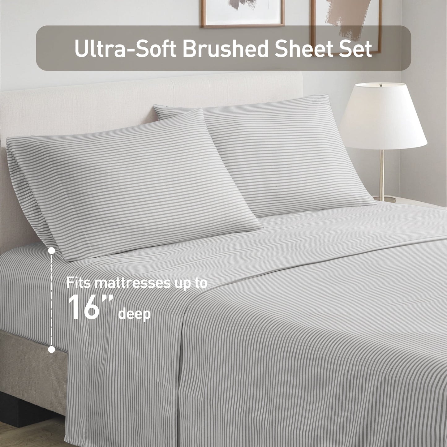 Stripe Comforter Set Bed in a Bag Bedding Set for Dorm Room, Comforter Bed Set with Flat Sheet and Fitted Sheet