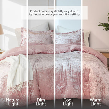 Crushed Velvet Comforter Set, Round Quilting