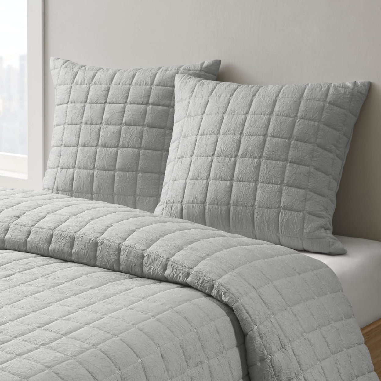 Single Quilted Euro Sham, Grey