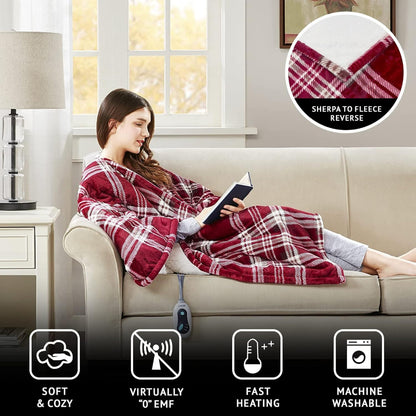 Heated Berber Wrap Damask Sherpa Snuggle Electric Throw Blanket