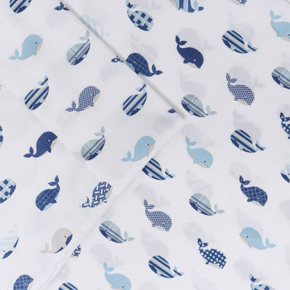 Teen Ultra Soft Printed Microfiber Sheet Set, Blue Whales