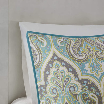 6 Piece Grey Cotton Printed Duvet Set