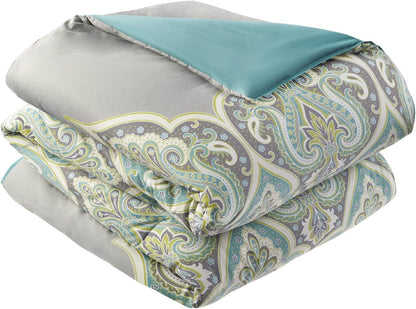 6 Piece Grey Cotton Printed Duvet Set