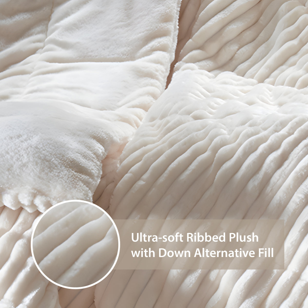 Parker Oversized Fuzzy Ribbed Plush Down Alternative Filled Throw Blanket