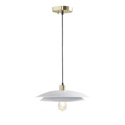 2-Tier Layered Shade Pendant, Gold/White