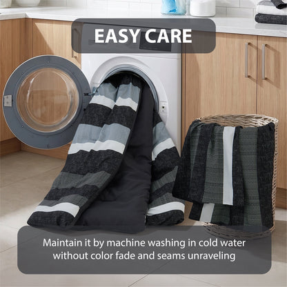 Reversible Striped Comforter Set for Dorm Bedding, Lightweight All Season Comforter Bed Set