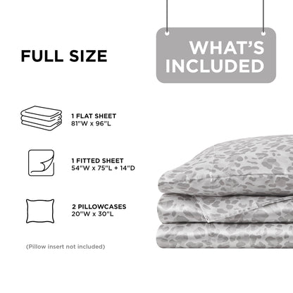 Printed Satin Bed Sheets, 3-Piece Luxury Silky Bedding Sets with Pillowcase
