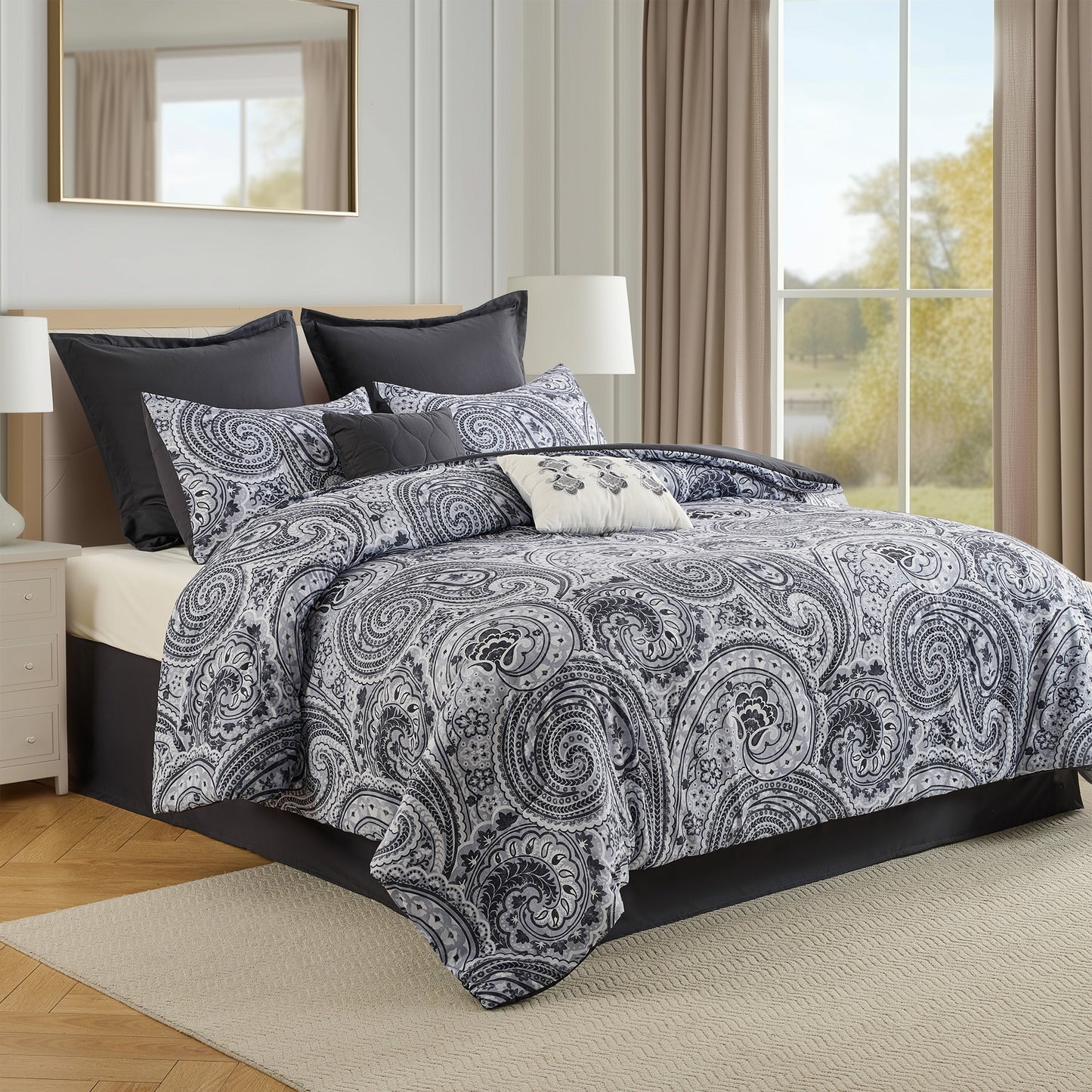 Cotton Floral Printed Reversible Comforter Set