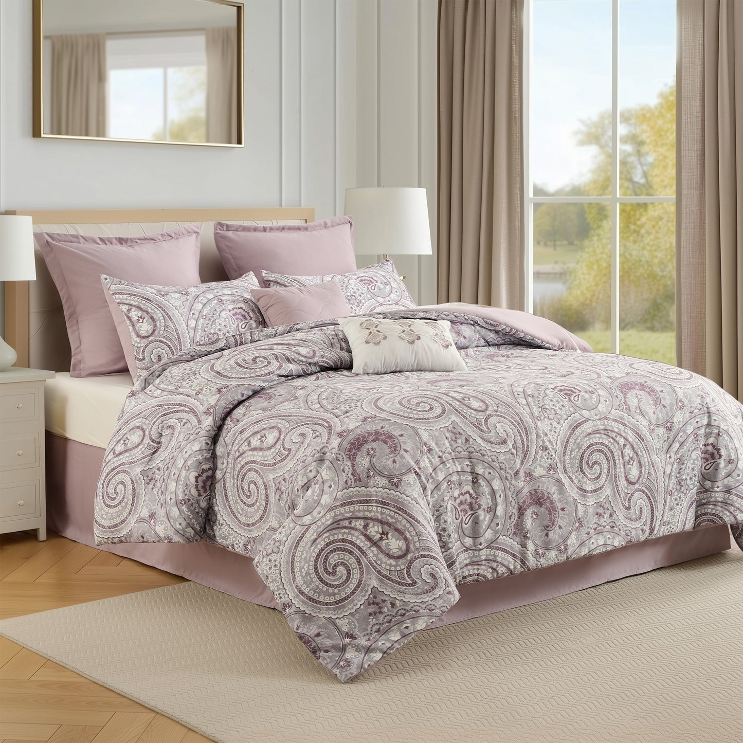 Cotton Floral Printed Reversible Comforter Set