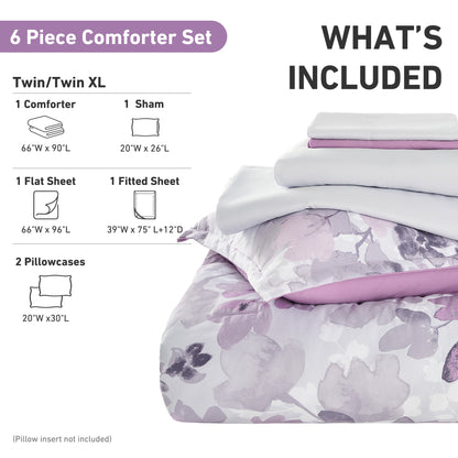 Medallion Pattern Bed in a Bag Bedding Comforter Set with Comforter, Flat Sheets, Fitted Sheets with Side Pockets