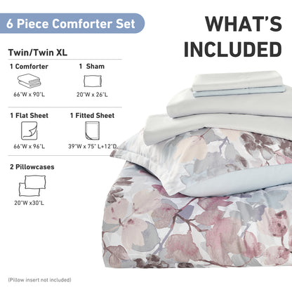Medallion Pattern Bed in a Bag Bedding Comforter Set with Comforter, Flat Sheets, Fitted Sheets with Side Pockets