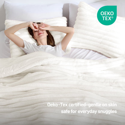 Fluffy Ribbed Plush Comforter Bedding Set