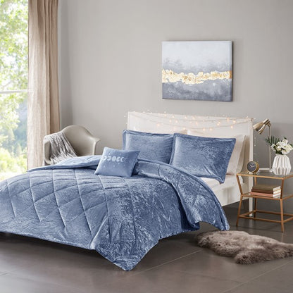 Velvet Comforter Set with Throw Pillow