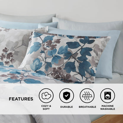 Floral Comforter Set with Sheets and Side Storage Pockets