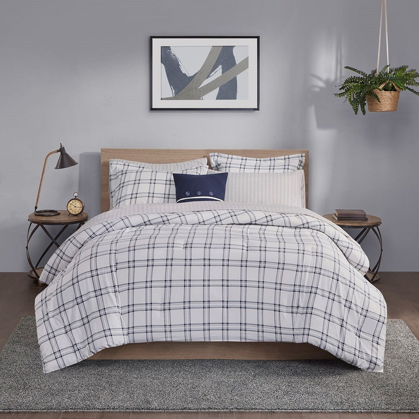 8 Piece Comforter Set with Bed Sheets, Navy