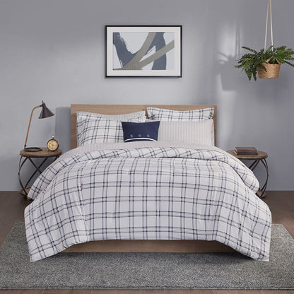 8 Piece Comforter Set with Bed Sheets, Navy
