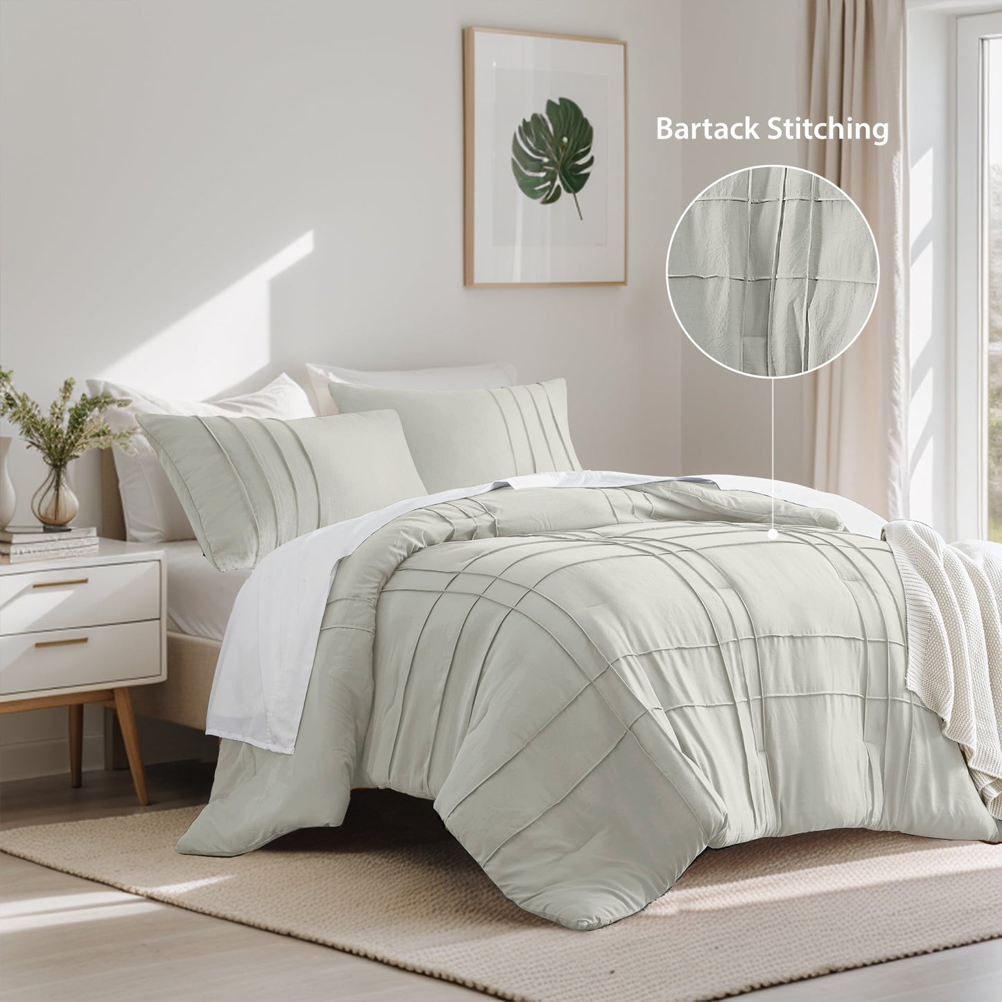 Soft Washed Pleated Comforter Set