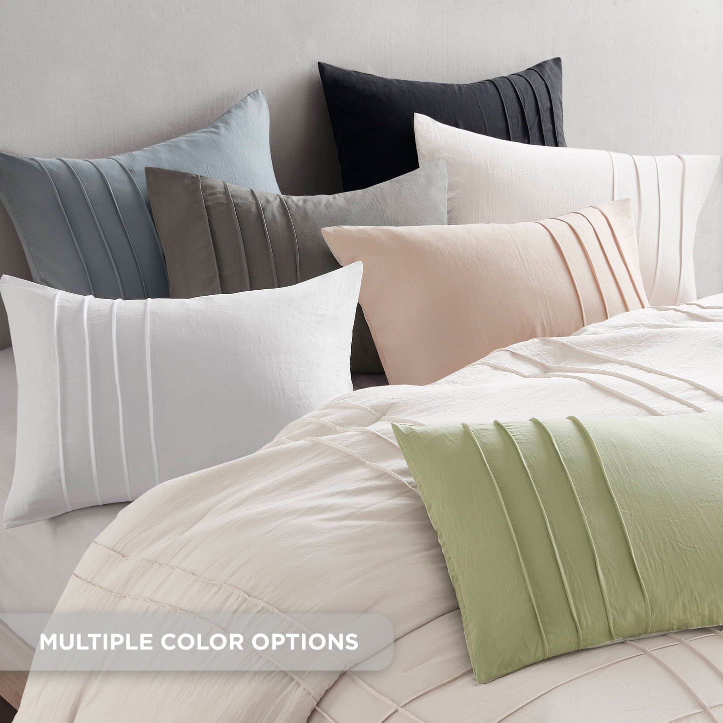 Soft Washed Pleated Duvet Cover Set