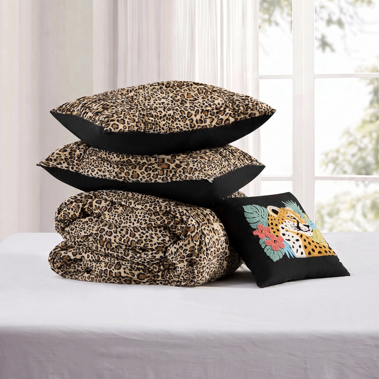 Brown Animal Print Comforter Set, Luxury Bedding Set, Comforter with Decorative Pillow
