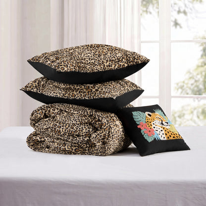 Brown Animal Print Comforter Set, Luxury Bedding Set, Comforter with Decorative Pillow