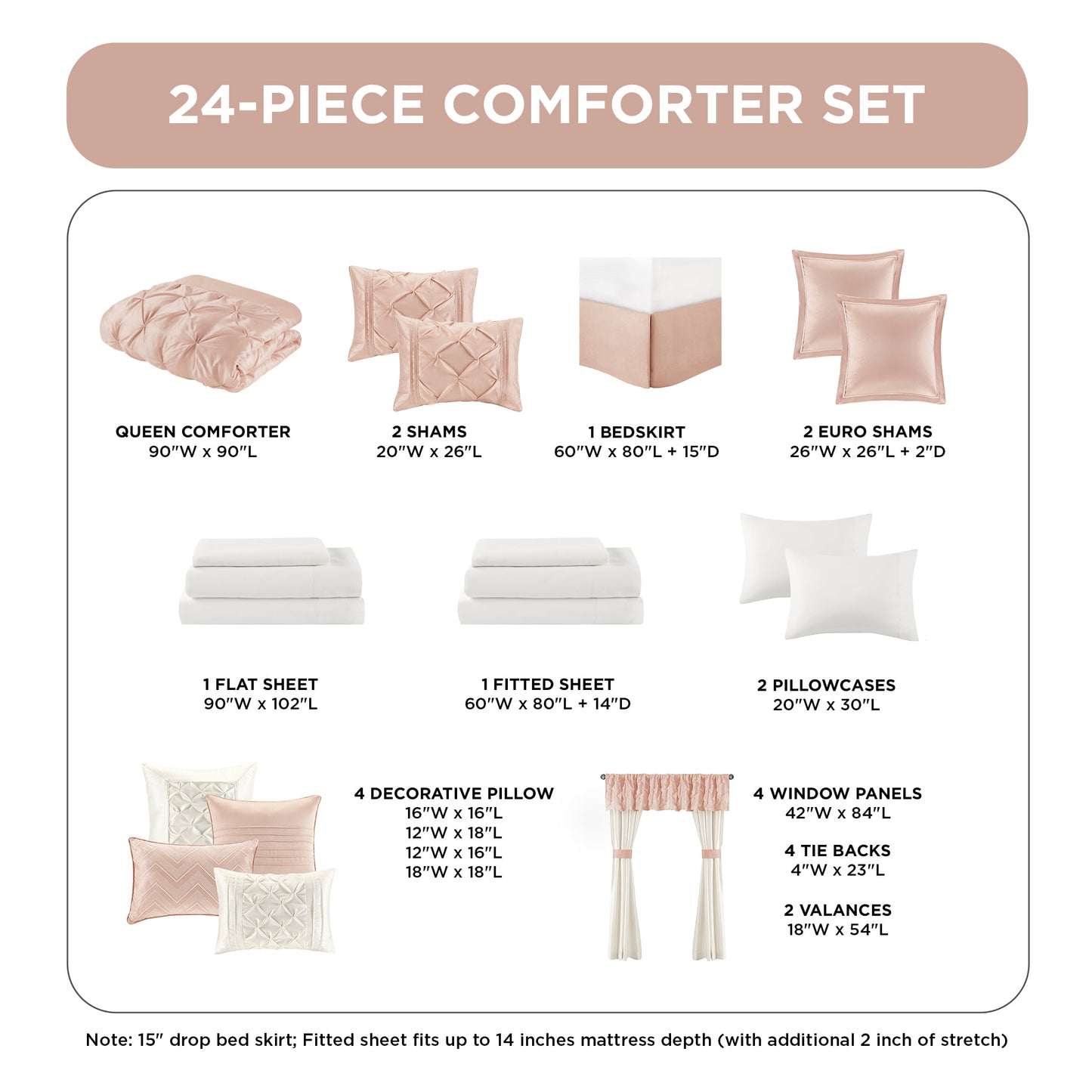 24 Piece Comforter Set with Window Curtains,Room in a Bag