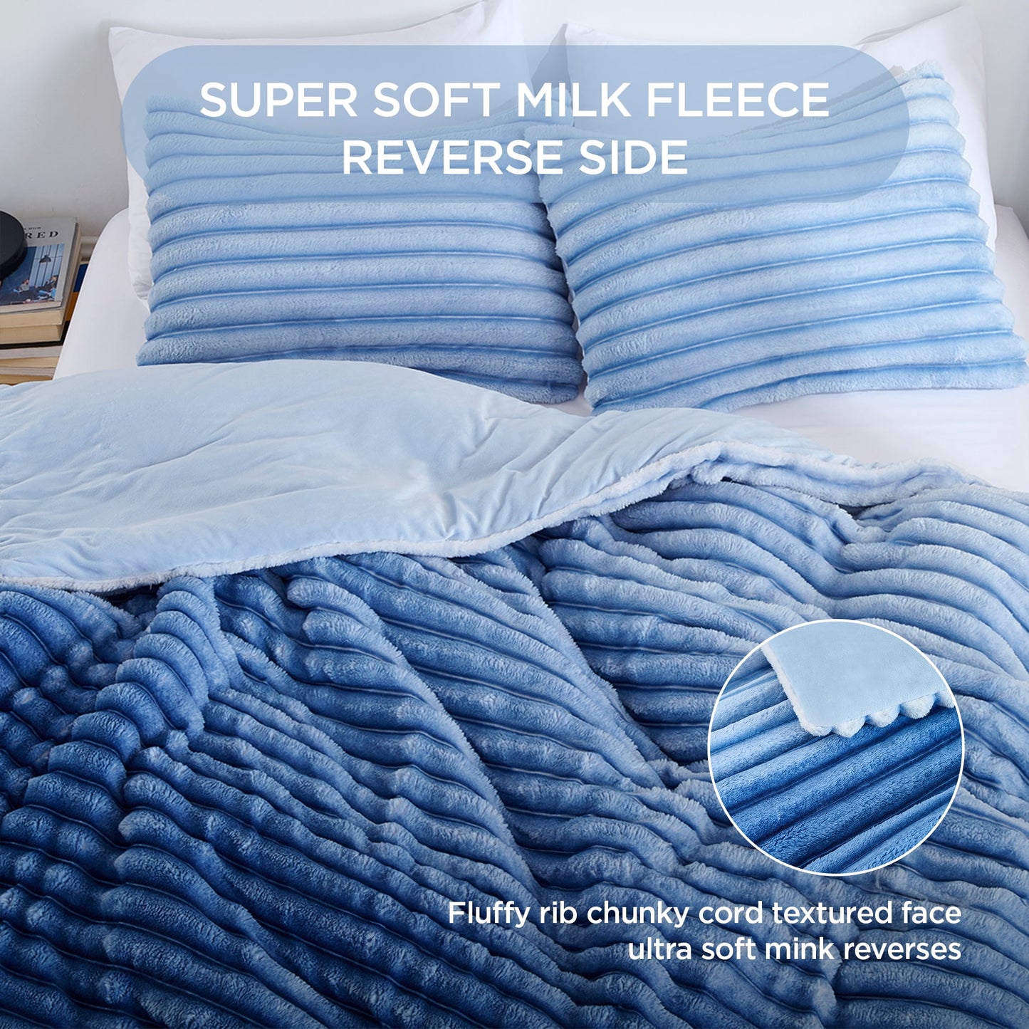 Fluffy Ribbed Plush Comforter Bedding Set
