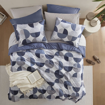 Round Geometric Print Comforter Set, Bed-in-a-Bag Bedding Set