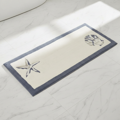 Cotton Bathroom Rug Reversible Coastal Machine Washable